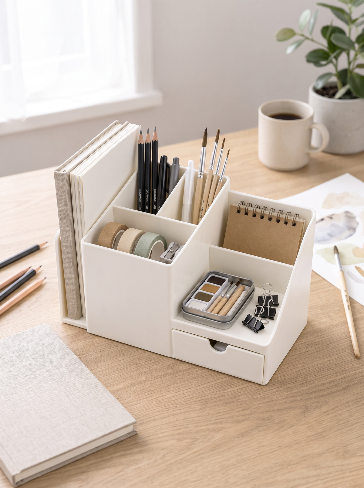 Différentes utilisations de l’Organisateur Essentiel pour ranger les accessoires de bureau