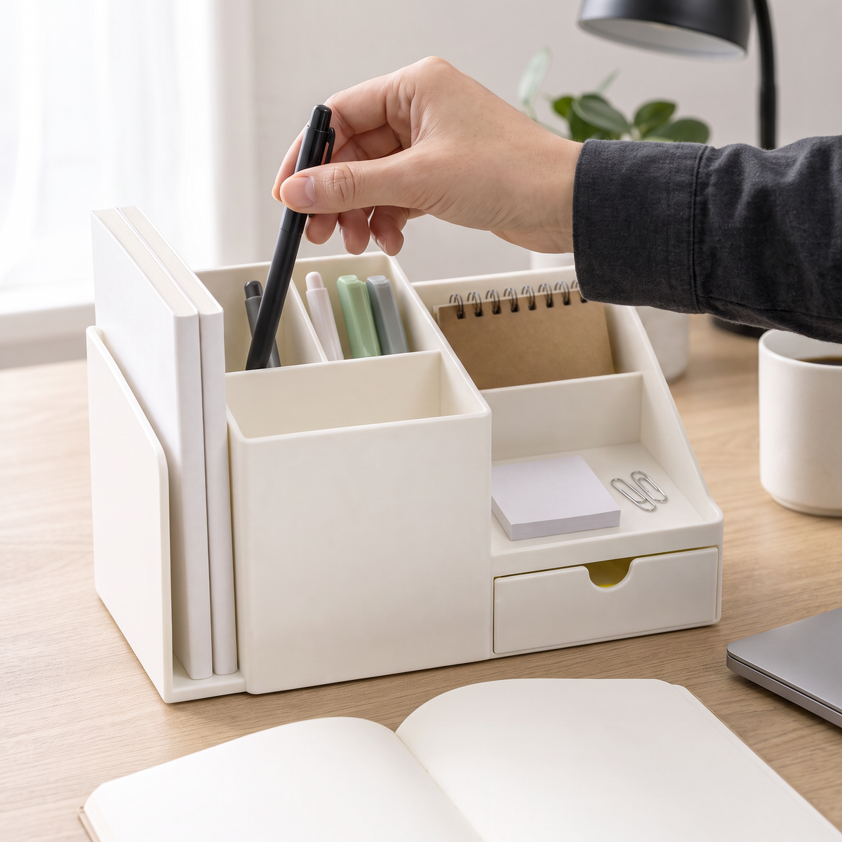 Utilisation de l’Organisateur Essentiel pour saisir rapidement un stylo pendant le travail