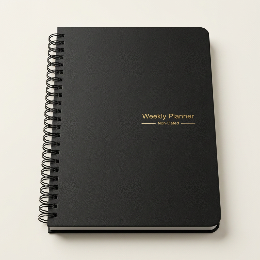 Planner Essentiel noir à reliure spirale
