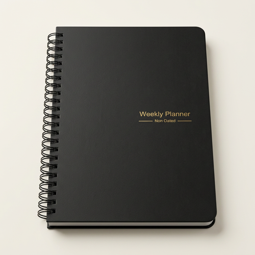 Planner Essentiel noir à reliure spirale